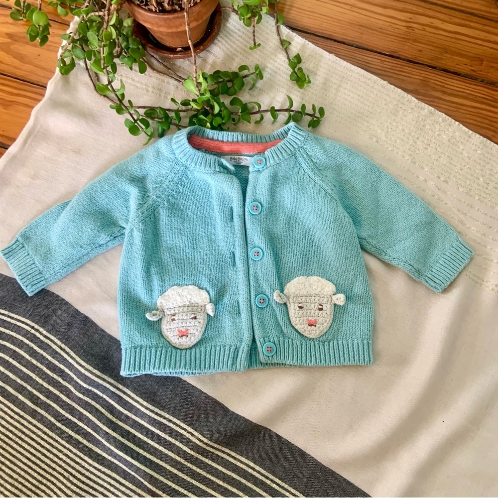 Baby Boden Blue Sheep Cardigan